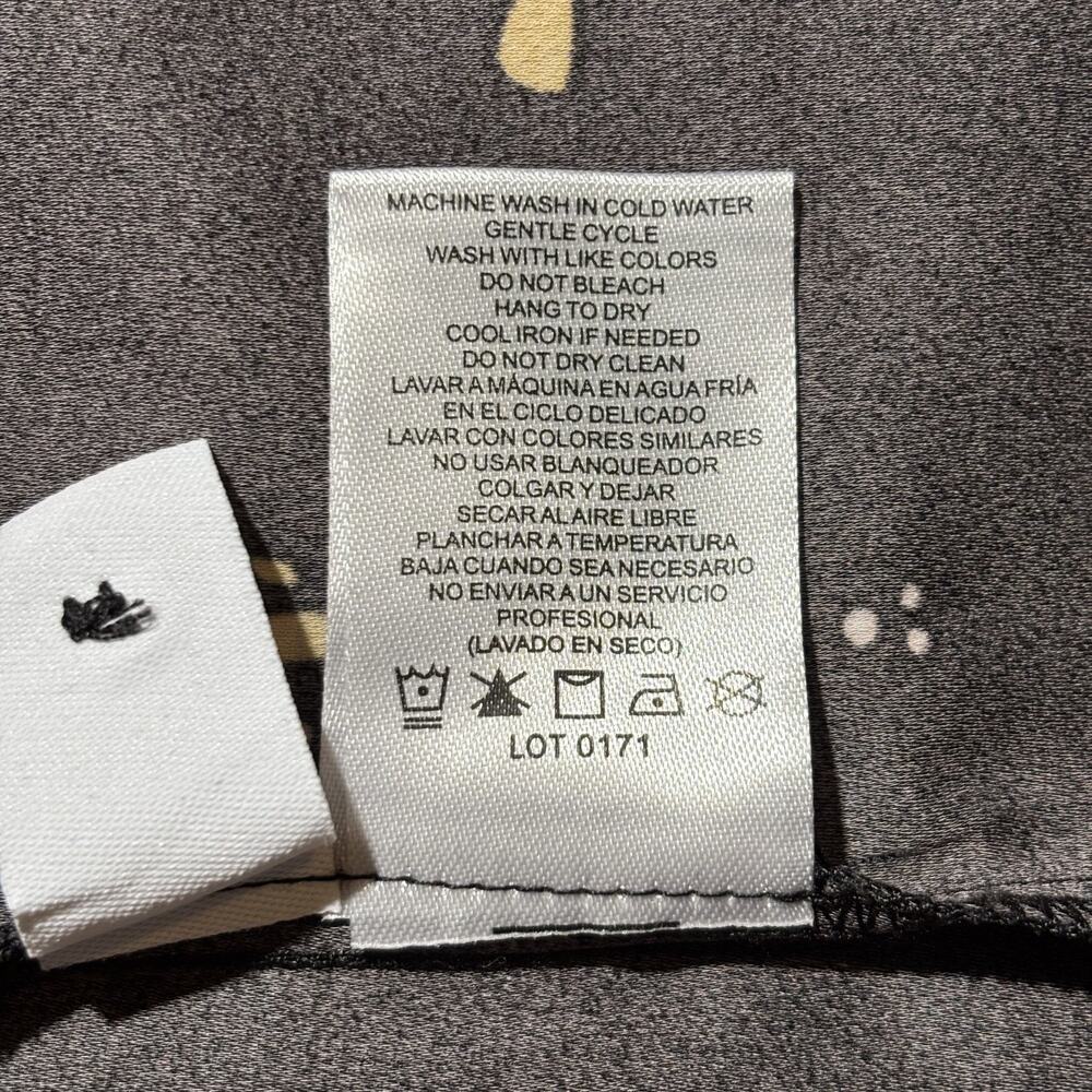 Hilary Radley Floral Blouse Black Gold V-Neck Long Sleeve Button Dark Academia L - Picture 9 of 13